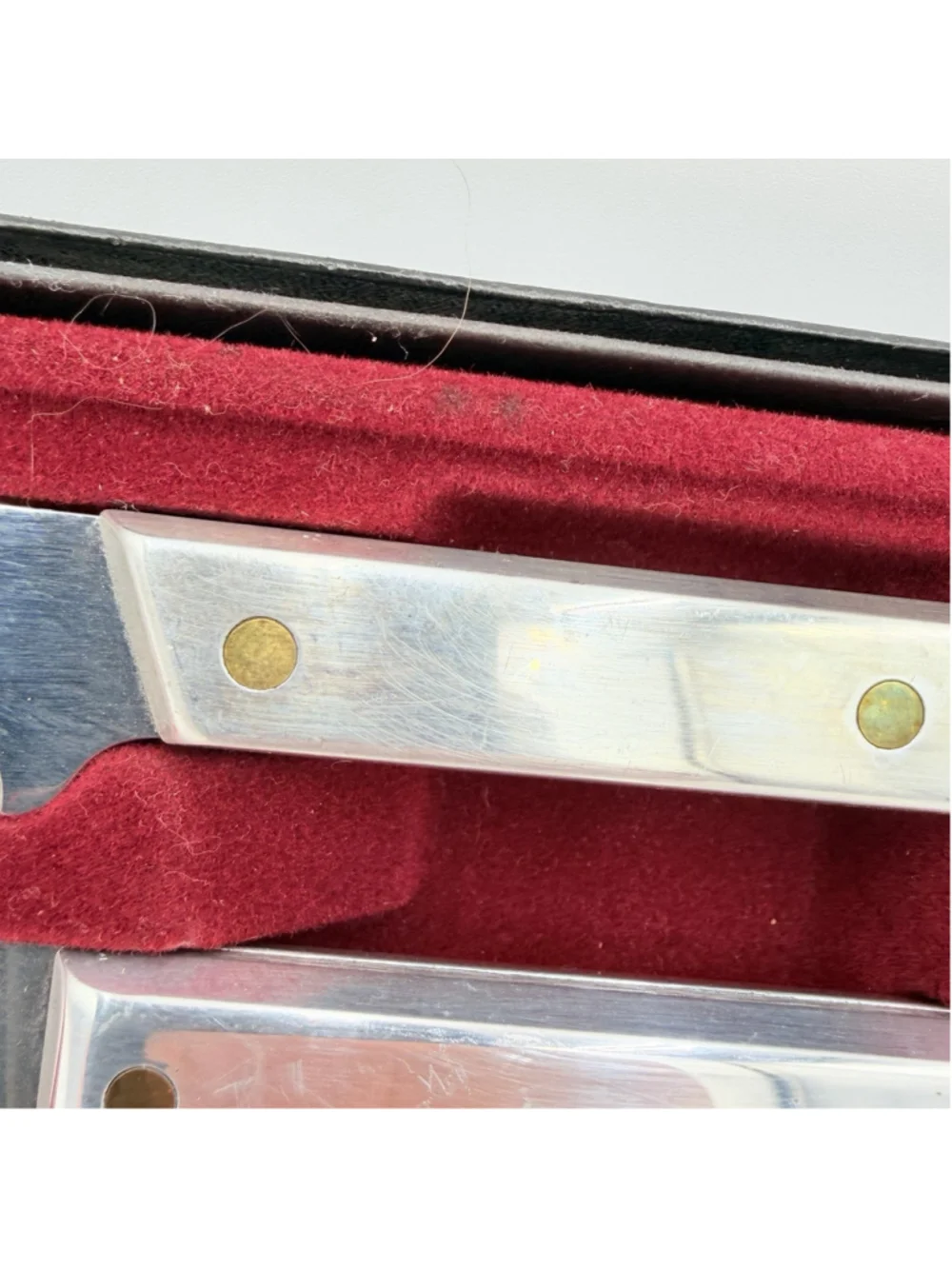 VINTAGE 4 Pc Stainless Steel Carving Set Solid Metal Handles w/ Box